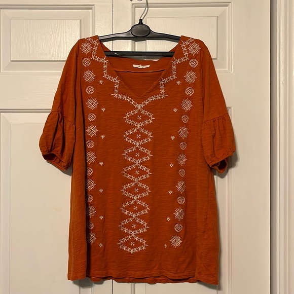 Easel orange Aztec embroidered top - Picture 1 of 4